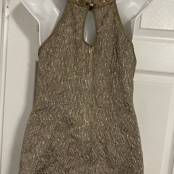 Gold silk halter mini dress by BCBGMaxAzria size 6 - Picture 3 of 4
